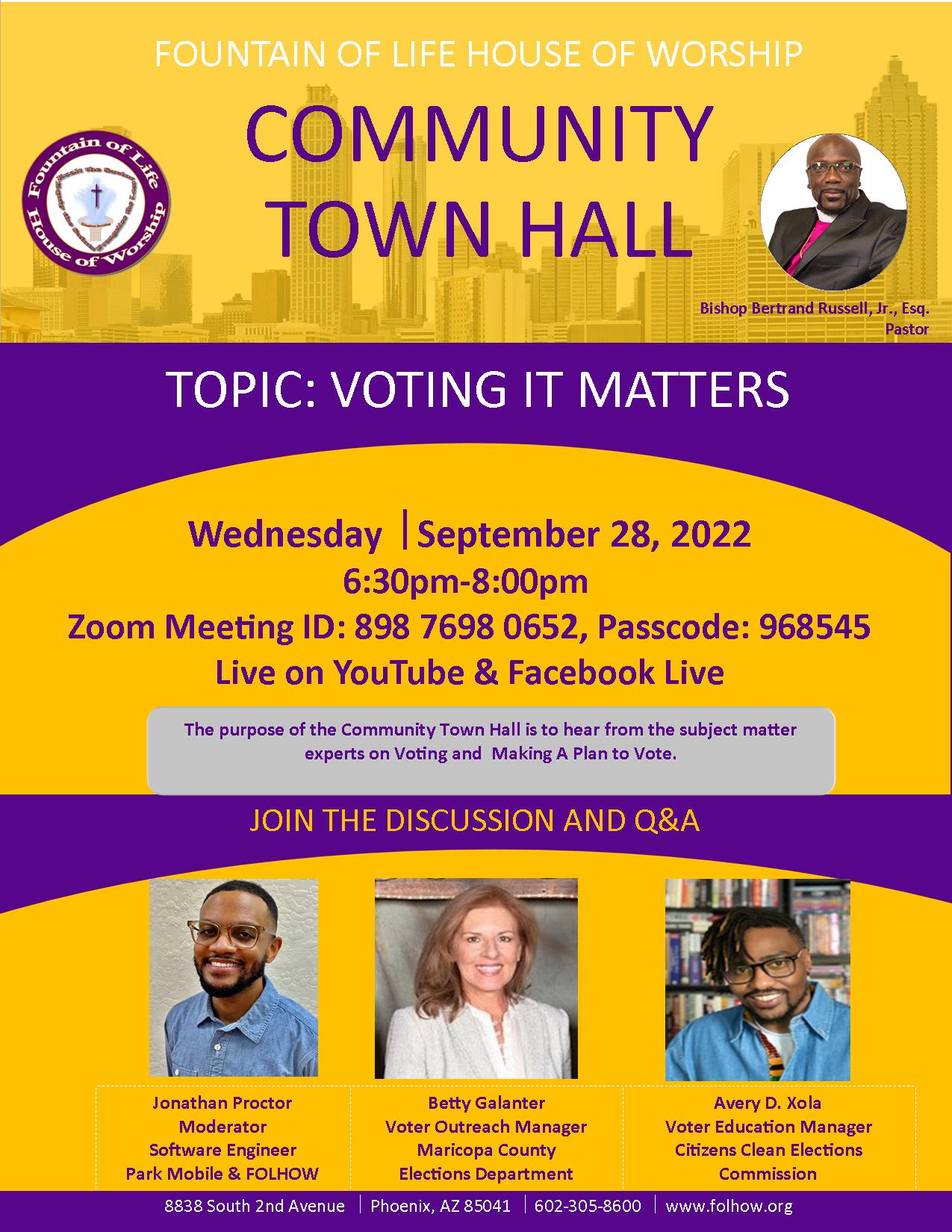 Community Town Hall – Sept. 28 – FOLHOW