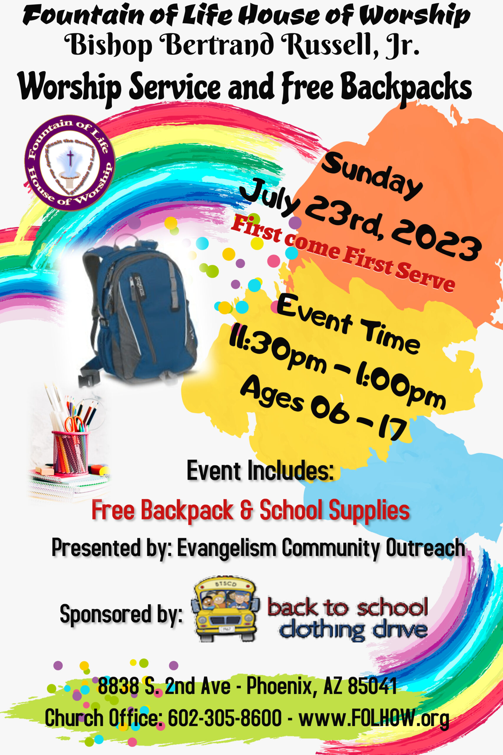 Free Backpacks - July 23