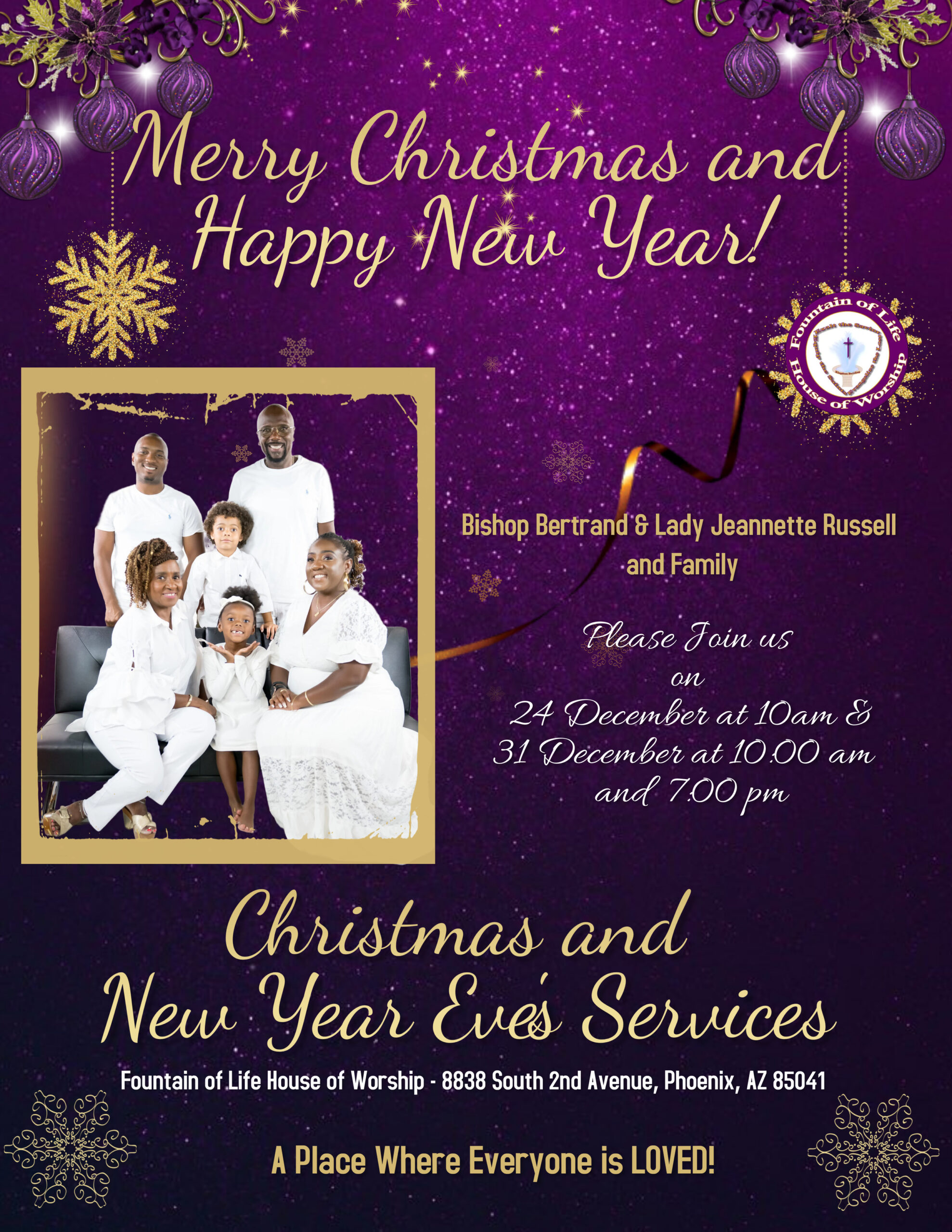 Christmas and New Years Services - Dec. 24 and Dec. 31
