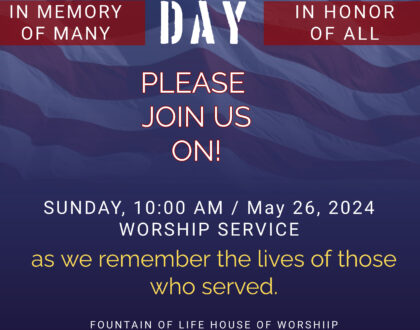 Memorial Day Service - May 26