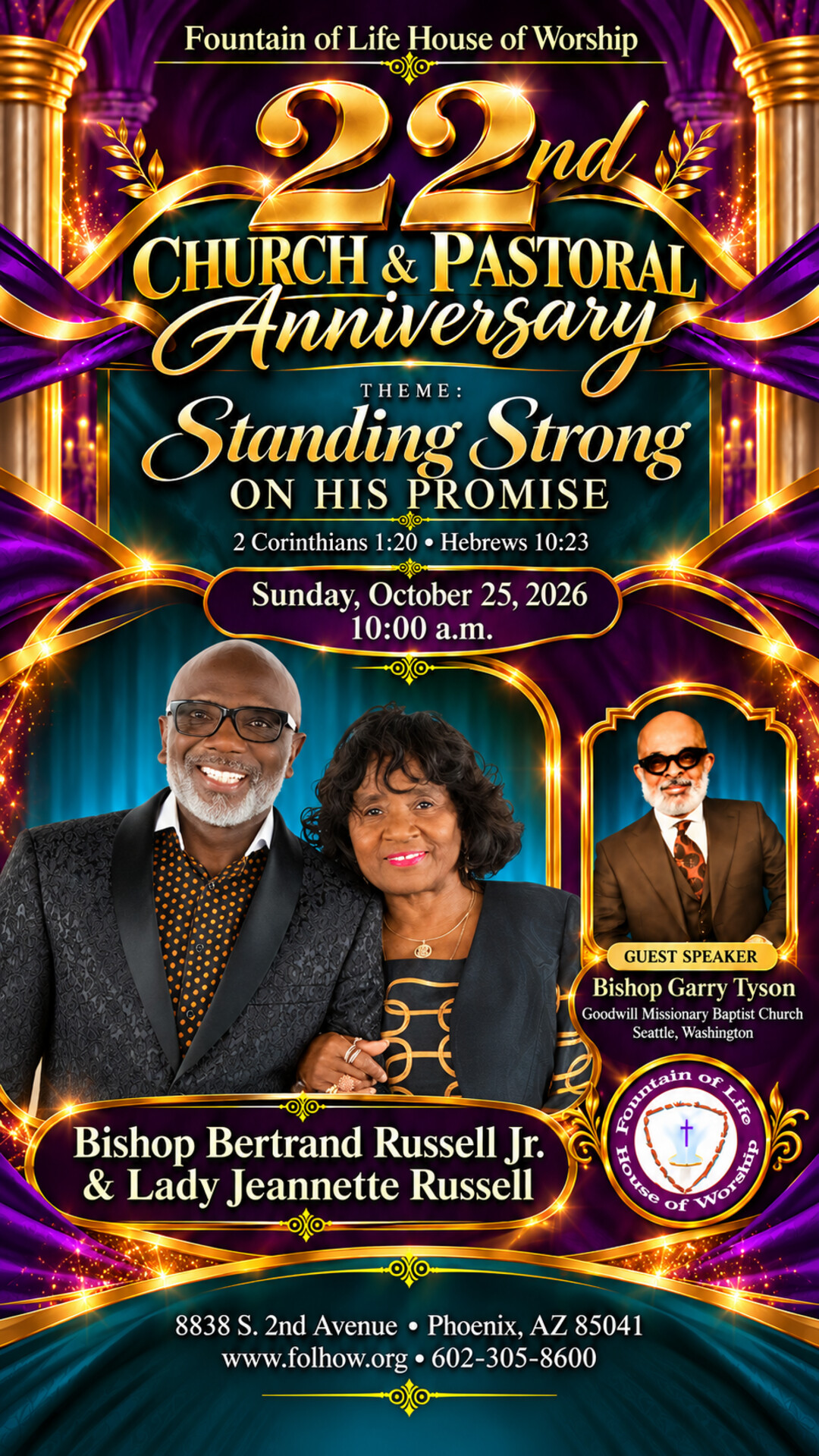 22nd Church & Pastoral Anniversary - Oct. 25